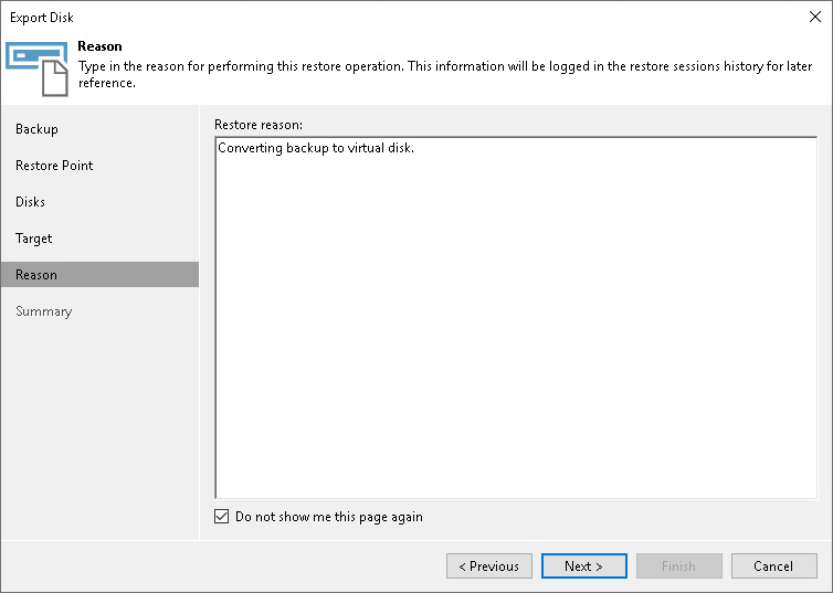 Step 6. Specify Restore Reason