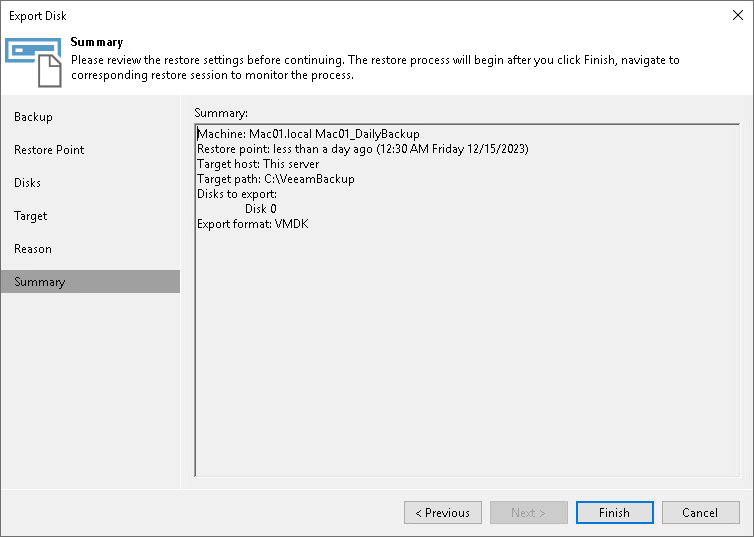 Step 7. Complete Restore Process