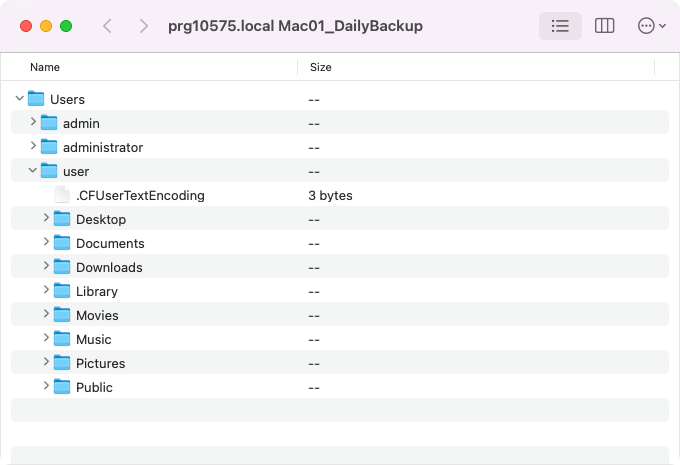 Managing Backups in Control Panel