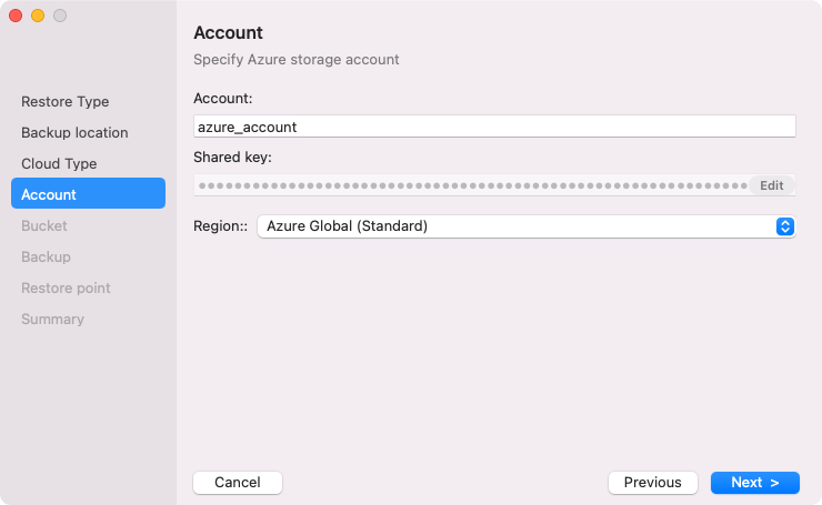 Specifying Settings for Microsoft Azure Repository