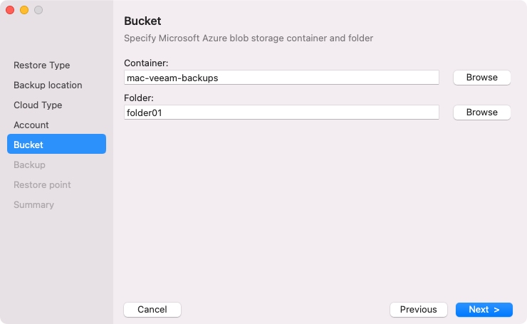 Specifying Settings for Microsoft Azure Repository