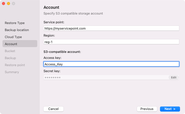 Specifying Settings for S3 Compatible Repository