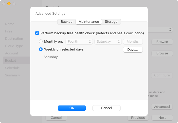 Maintenance Settings