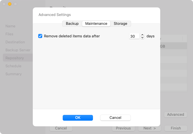Maintenance Settings