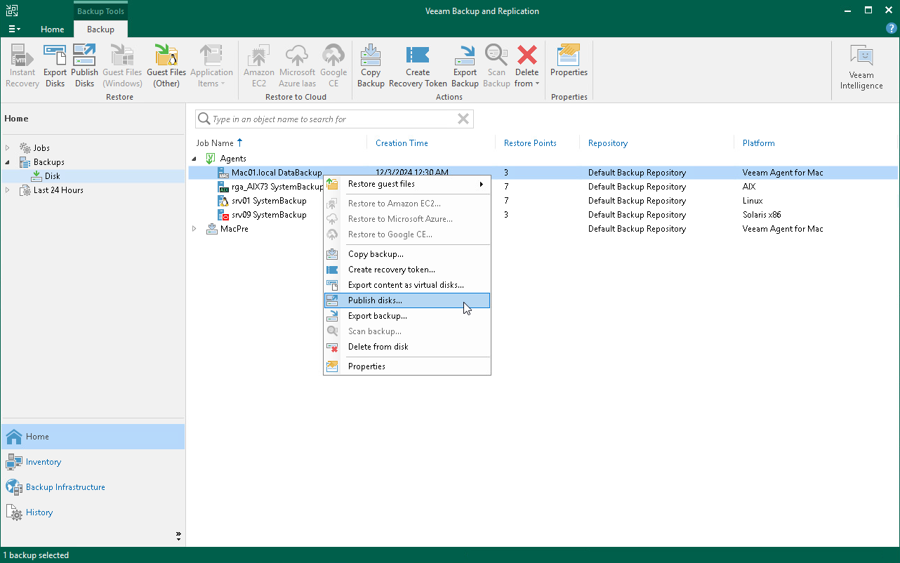 Launch Pubish Disks Wizard