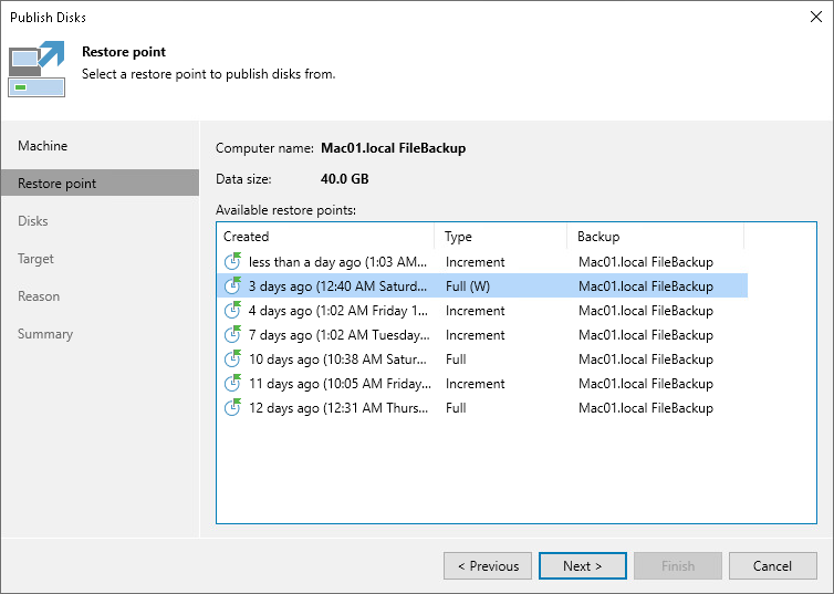 Step 3. Select Restore Point