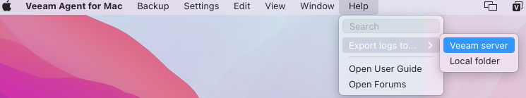 Exporting Logs to Veeam Backup Server.