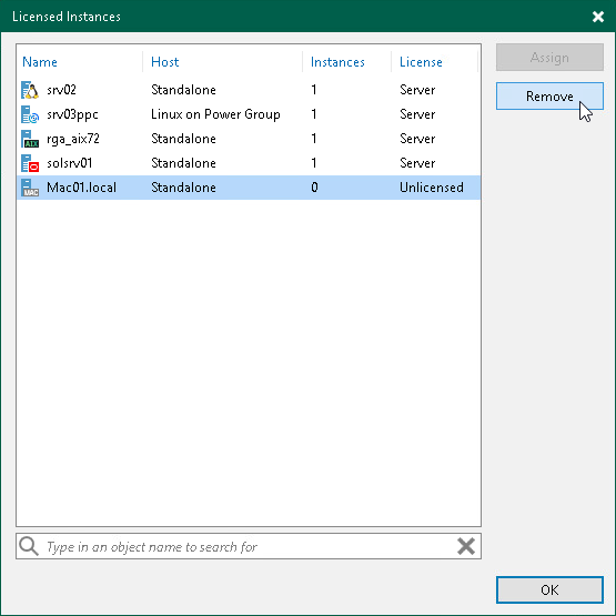 Viewing Licensed Veeam Agents and Revoking License
