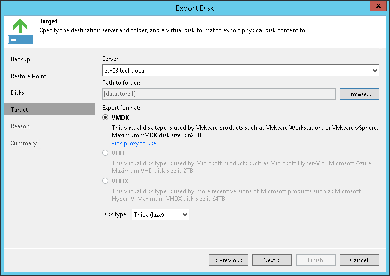 Step 4. Select Destination and Disk Format