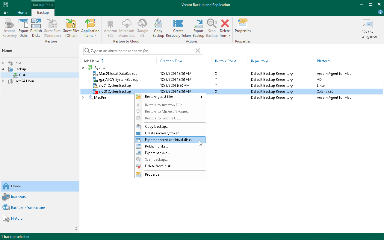 Launch Export Disk Wizard