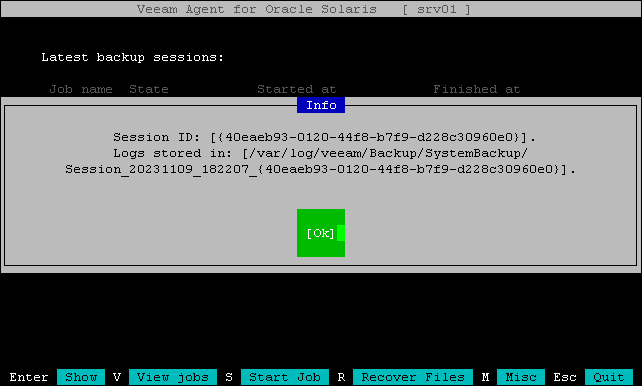 Starting Backup Job from Control Panel