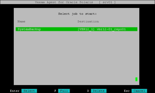 Starting Backup Job from Control Panel