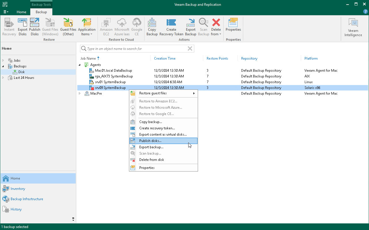 Launch Pubish Disks Wizard
