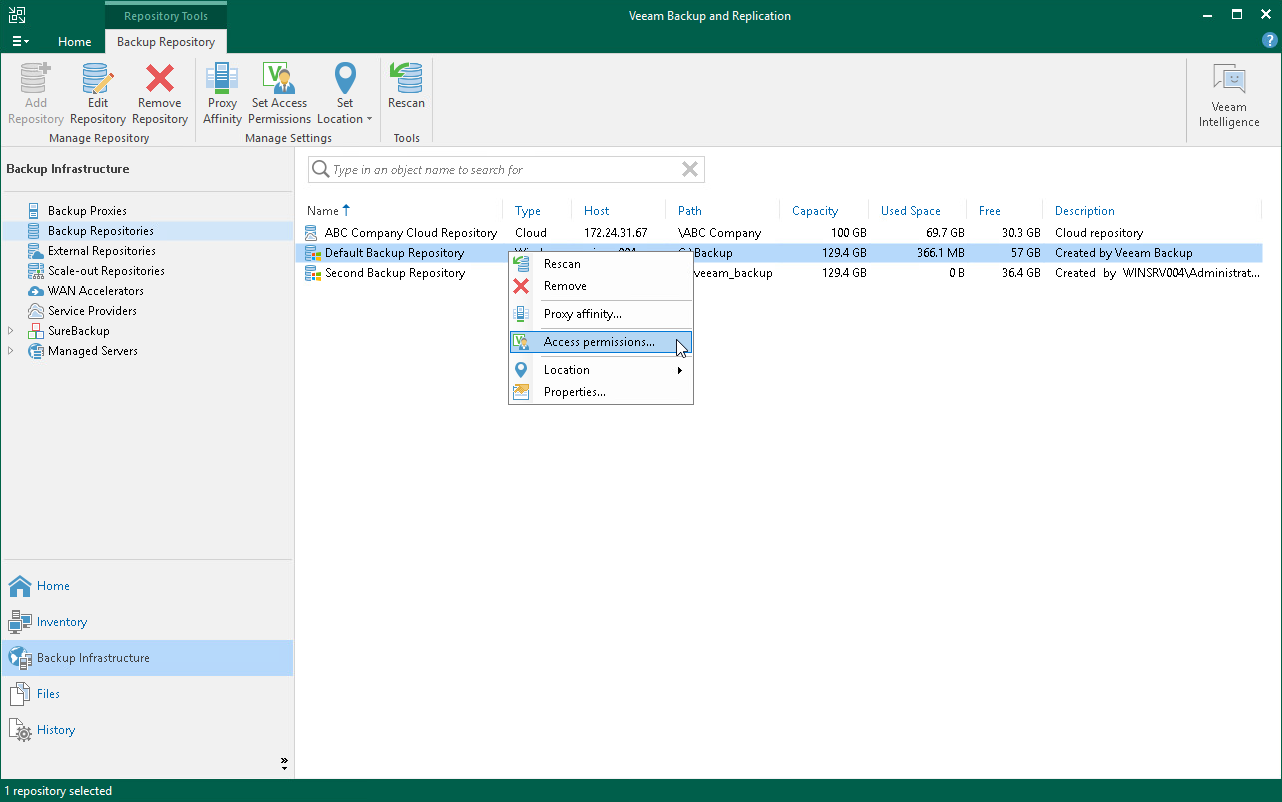 Set Up User Permissions on Backup Repositories