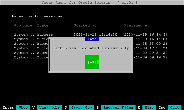 Step 4. Stop Backup Mount Session