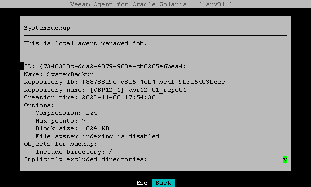 Viewing Backup Job Settings