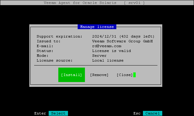 Viewing License Information in Control Panel