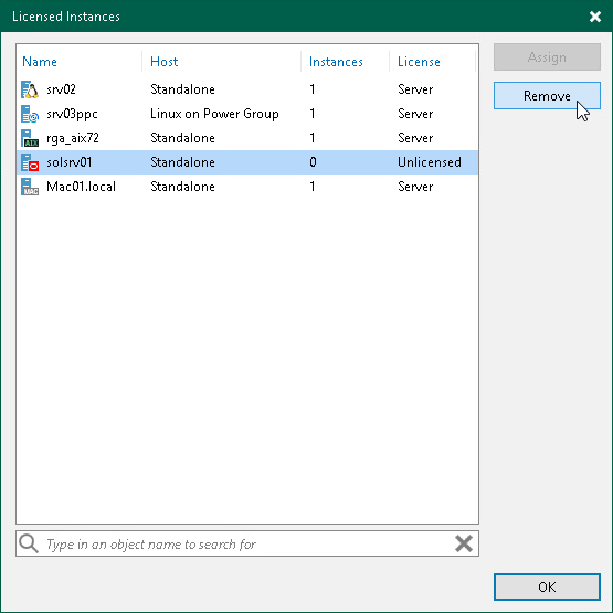 Viewing Licensed Veeam Agents and Revoking License