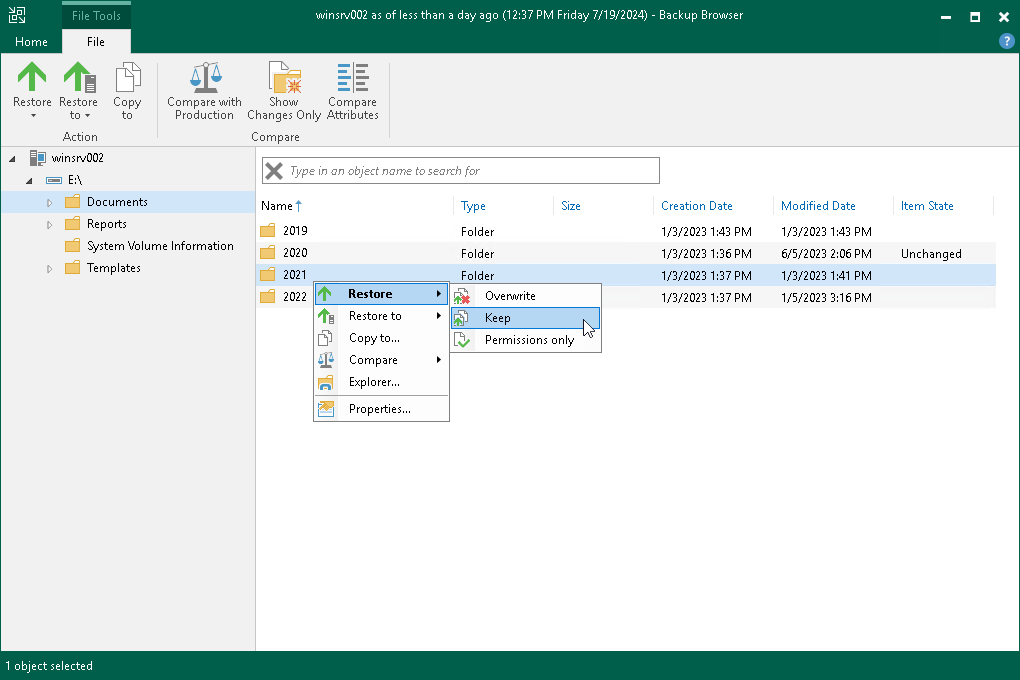 Restore Files to Original Location