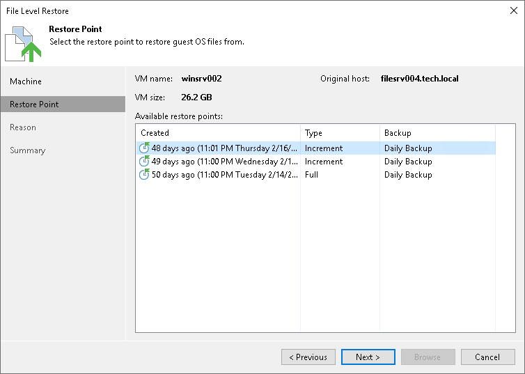 Step 3. Select Restore Point