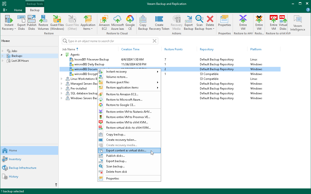 Launch Export Disk Wizard