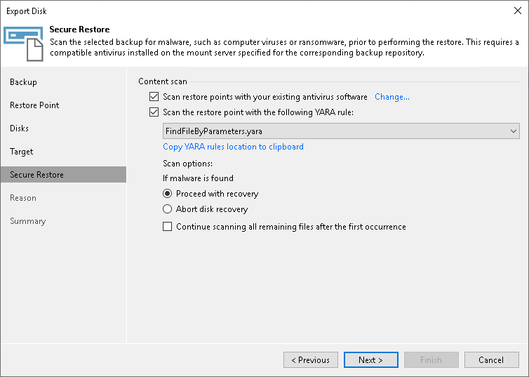 Specify Secure Restore Settings Step 6. Specify Secure Restore Settings