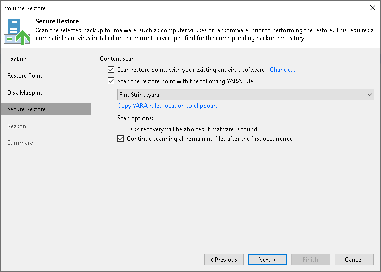 Specify Secure Restore Settings Step 6. Specify Secure Restore Settings