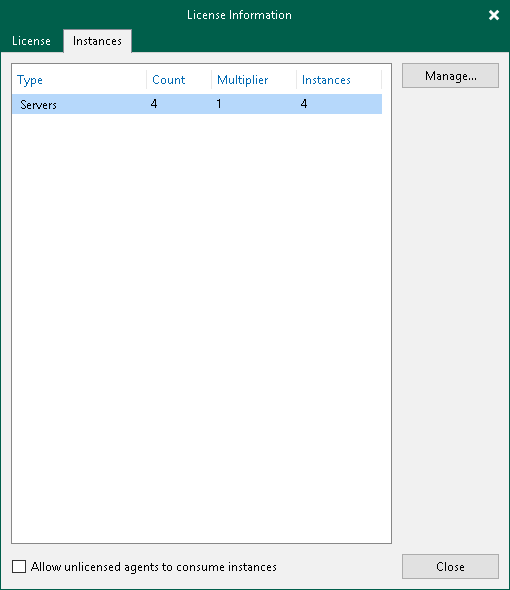 Restrict Instance Consumption by Unlicensed Agents Managing Instance Consumption by Veeam Agents