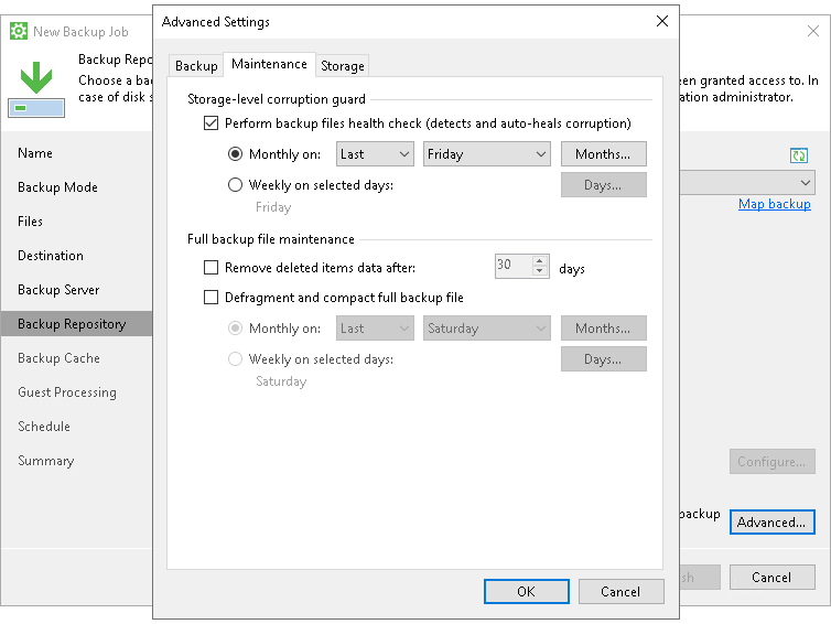 Perform Backup Files Health Check Standard Health Check