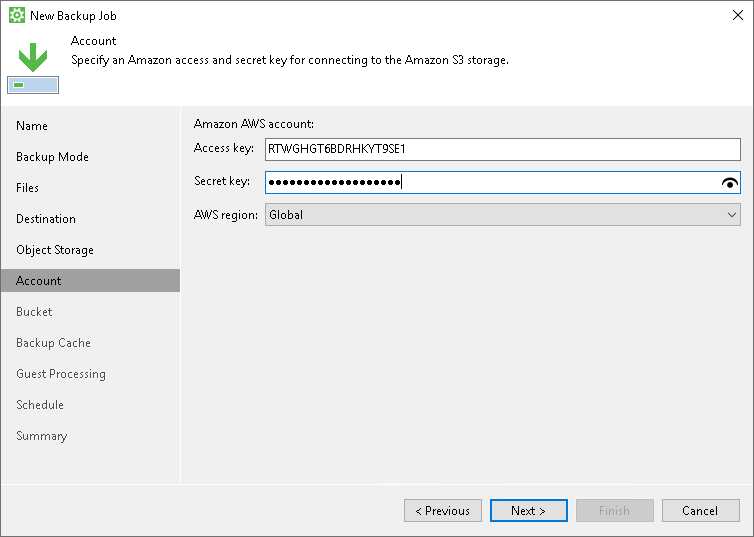 Specify Amazon Account Settings Amazon S3 Settings