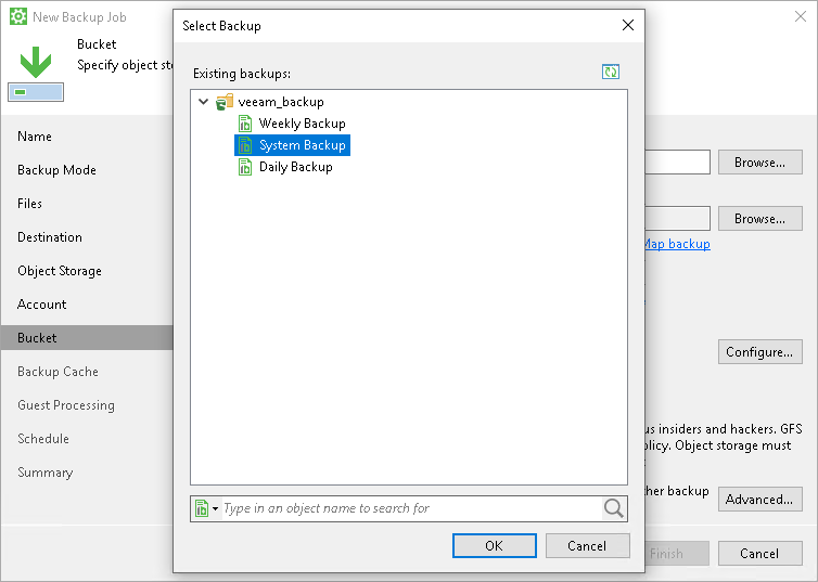 Map Backup Job S3 Compatible Settings