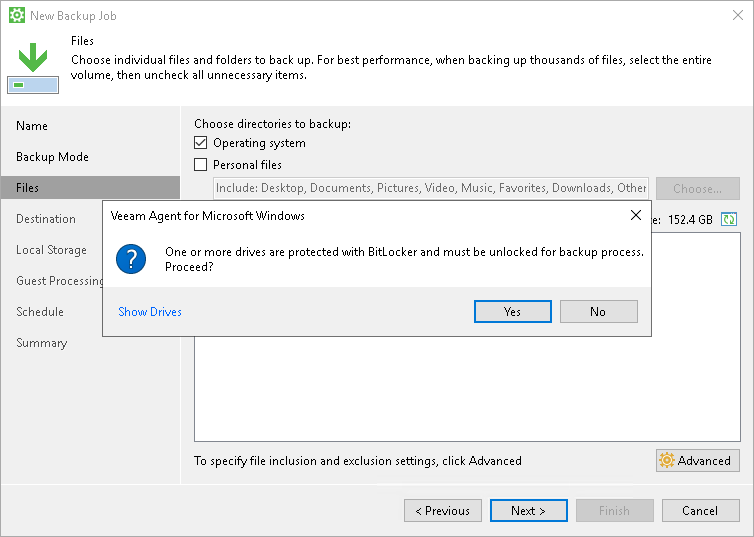 Unlock BitLocker Encrypted Volumes for Backup Process BitLocker Encrypted Volumes Support