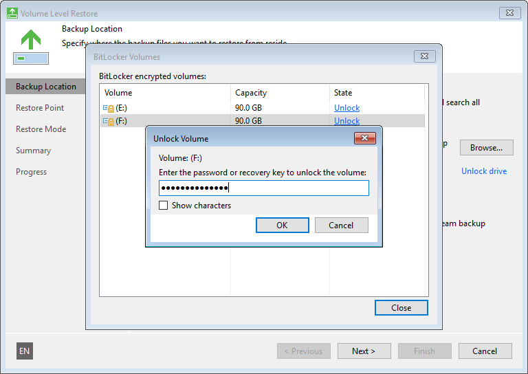 Enter Password to Unlock BitLocker Encrypted Volume BitLocker Encrypted Volumes Support