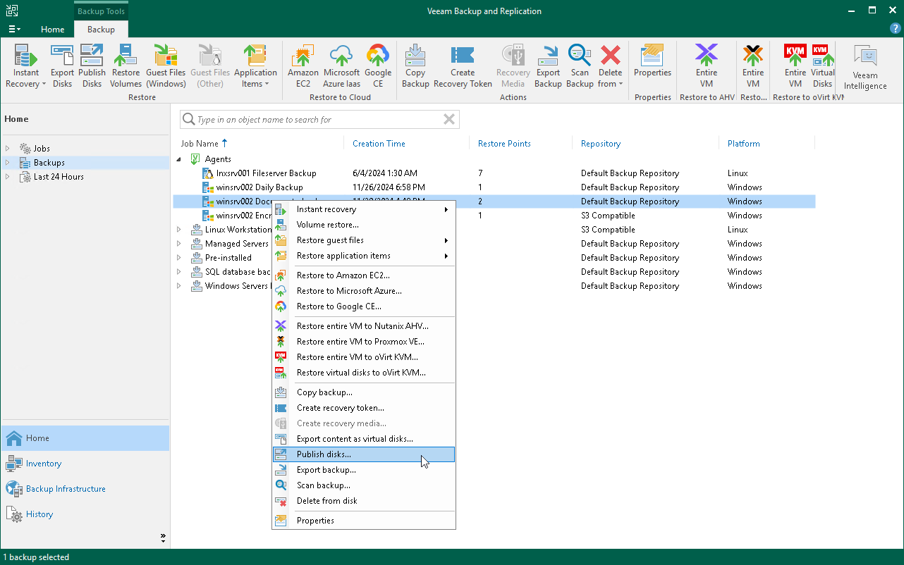 Launch Pubish Disks Wizard