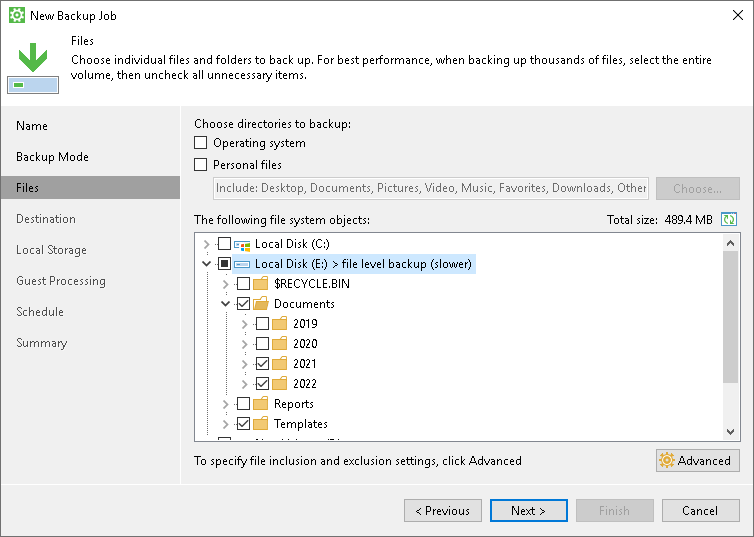 Exclude Folder from Selection in the File-Level Backup Selecting Folders to Back Up