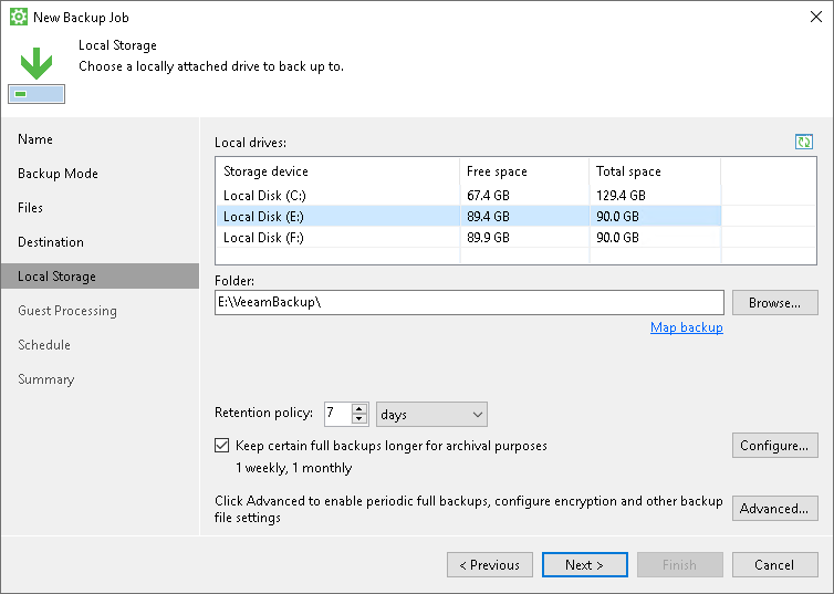 Local Storage Settings