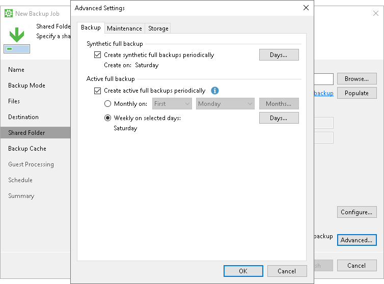 Advanced Backup Settings Backup Settings