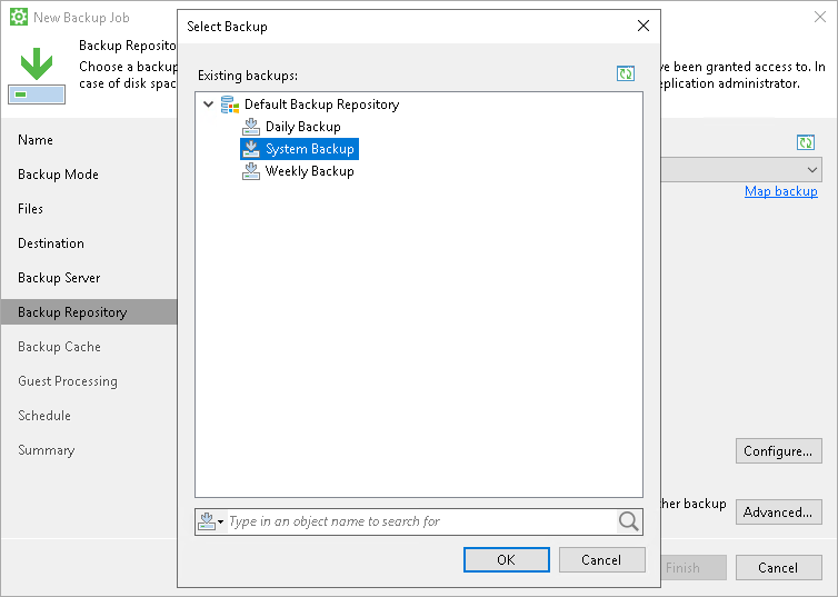Map Backup Job Veeam Backup Repository Settings