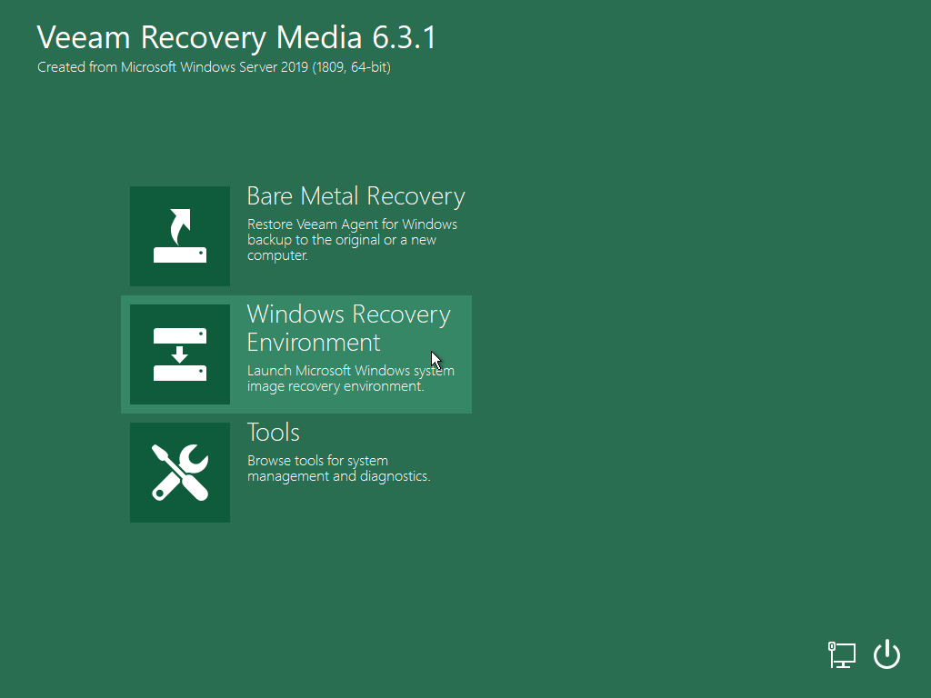 Start Bare Metal Recovery