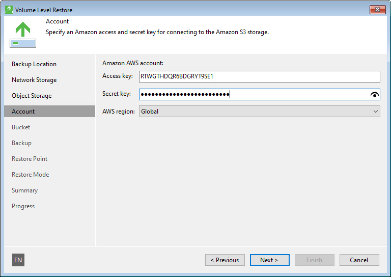 Specify Amazon Account Settings Amazon S3 Settings