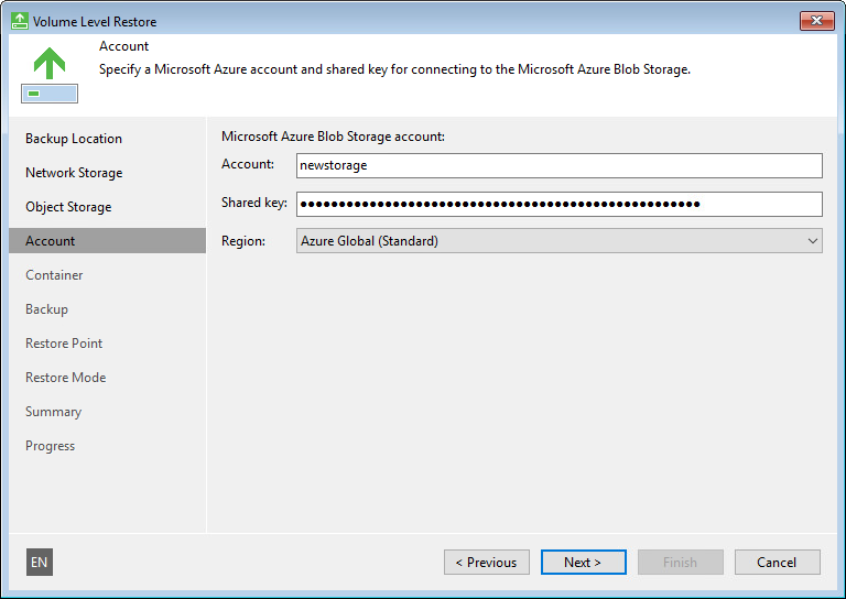 Specify Microsoft Azure Account Settings Microsoft Azure Blob Storage Settings