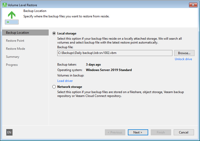 Specify Backup Location Step 4. Specify Backup File Location