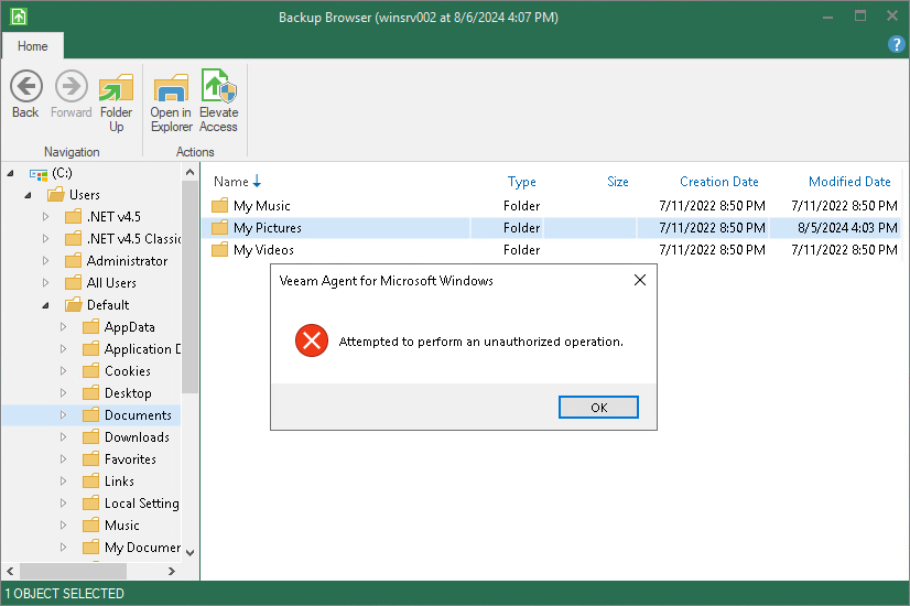 Unauthorized Operation
