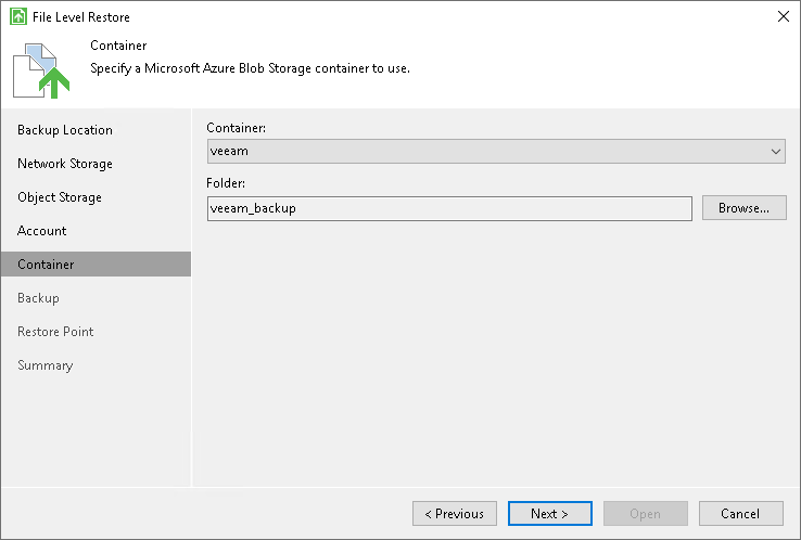 Specify Microsoft Azure Container Settings Microsoft Azure Blob Storage Settings