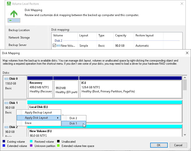 Map Disk for Restore to New Location Step 7. Map Restored Disks
