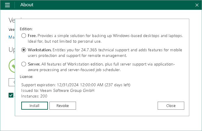 Check that Workstation Edition Is Enabled How to Perform Backup to Cloud Repository