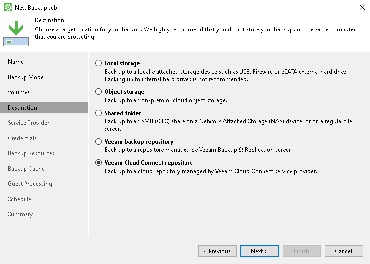 Select Destination for Backup Job How to Perform Backup to Cloud Repository