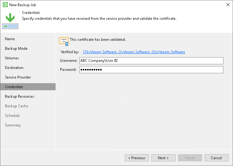 Specify Credentials That You Have Received from Service Provider How to Perform Backup to Cloud Repository