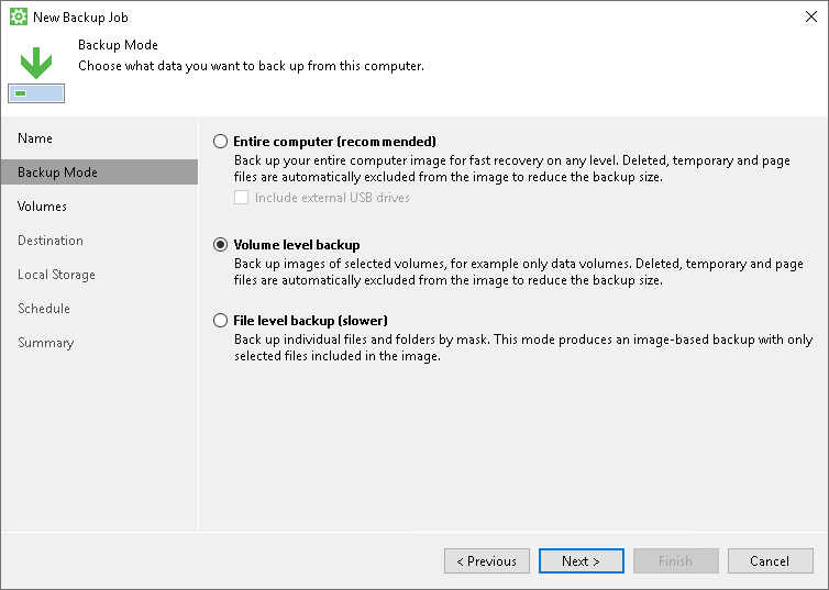 Set Backup Job Mode How to Protect Windows Computer
