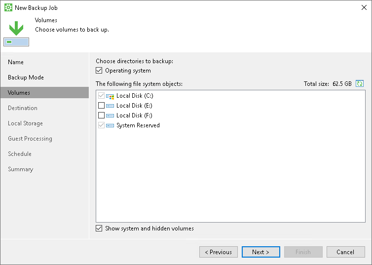 OS Data Included in Volume-Level Backup System State Data Backup